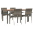 Set comedor de jardín 5 piezas con cojines ratán sintético