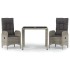 Set comedor de jardín 3 piezas con cojines ratán sintético