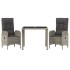 Set comedor de jardín 3 piezas con cojines ratán sintético