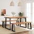 Juego de comedor con borde vivo 3 piezas madera maciza