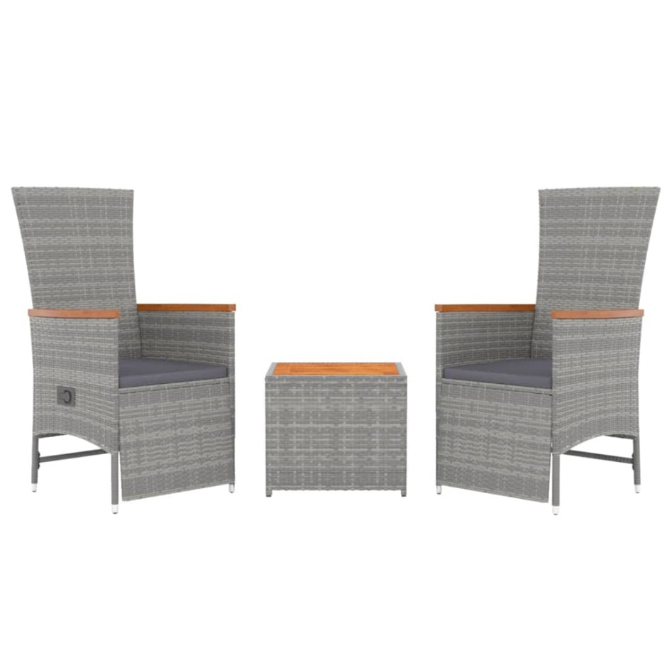 Juego muebles jardín 3 pzas madera acacia ratán sintético