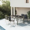 Set comedor de jardín 5 piezas con cojines ratán sintético gris