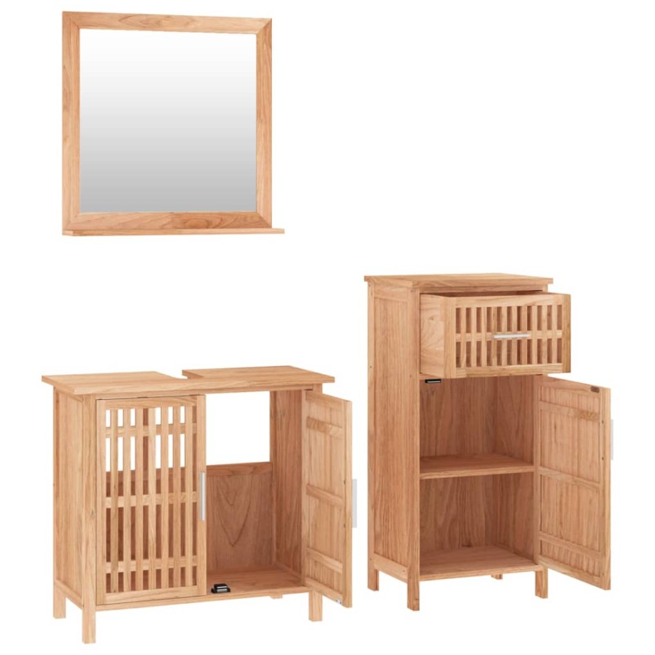 Conjunto de muebles de baño 3 piezas madera maciza de