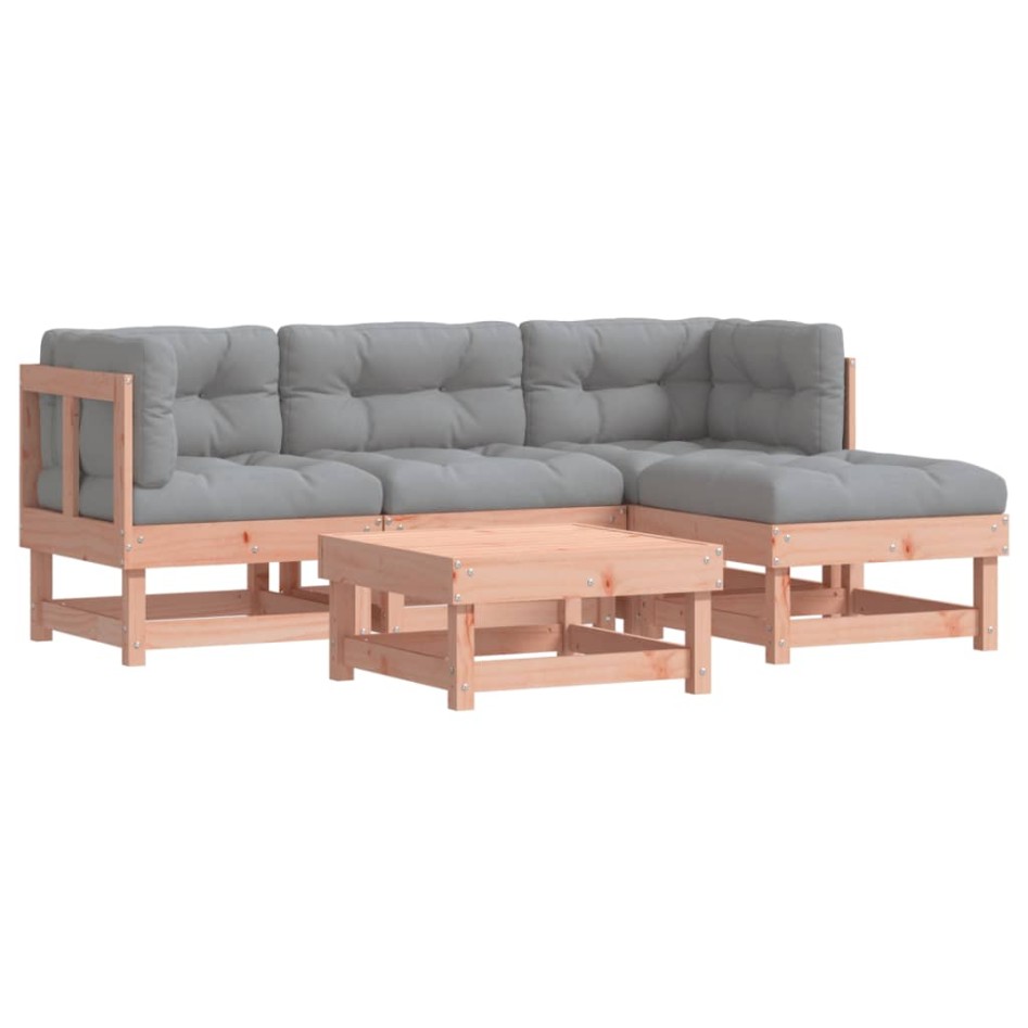 Juego de muebles jardín 5 pzas y cojines madera abeto