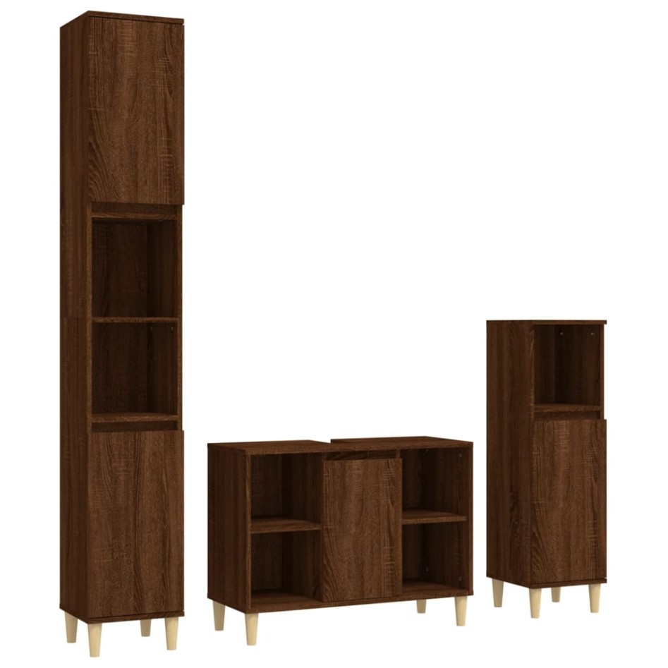 Set de muebles baño 3 pzas madera contrachapada roble