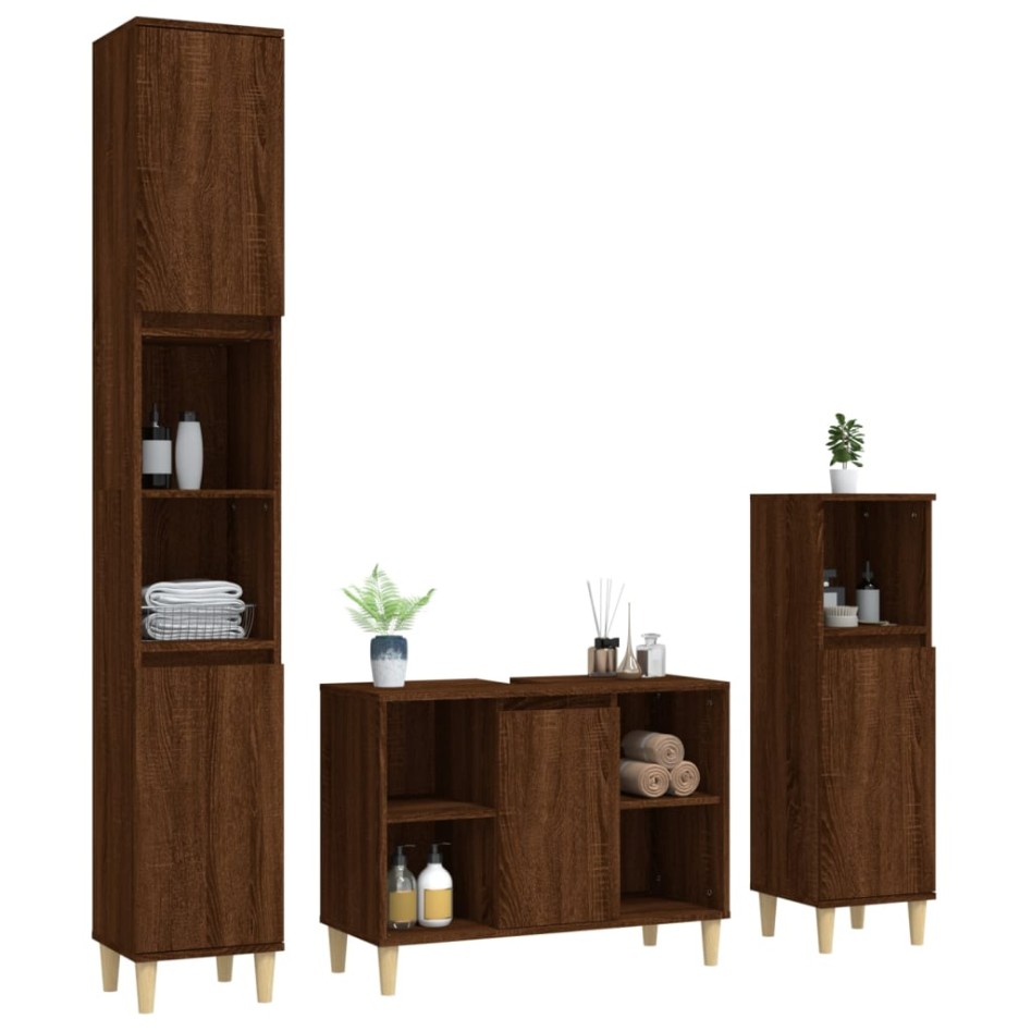 Set de muebles baño 3 pzas madera contrachapada roble