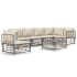 Set muebles de jardín 7 pzas y cojines ratán PE gris
