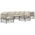 Set muebles de jardín 7 pzas y cojines ratán PE gris