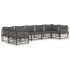 Set muebles de jardín 7 pzas y cojines ratán PE gris