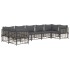 Set muebles de jardín 7 pzas y cojines ratán PE gris