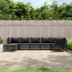 Juego de muebles de jardín 7 pzas con cojines acero antracita