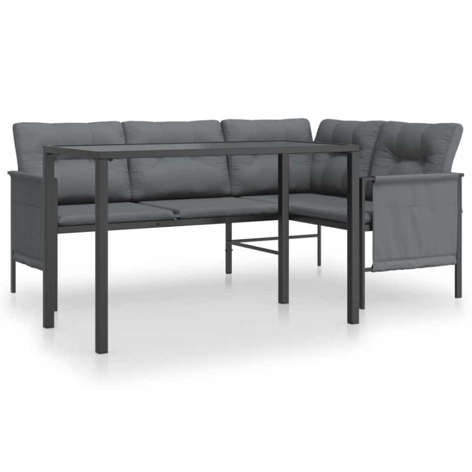 Juego de comedor de jardín 2 piezas acero gris