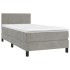 Cama box spring con colchón terciopelo gris claro 100x200