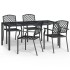 Juego de comedor de jardín 5 piezas acero gris