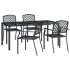Juego de comedor de jardín 5 piezas acero gris