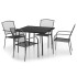 Juego de comedor de jardín 5 piezas acero gris