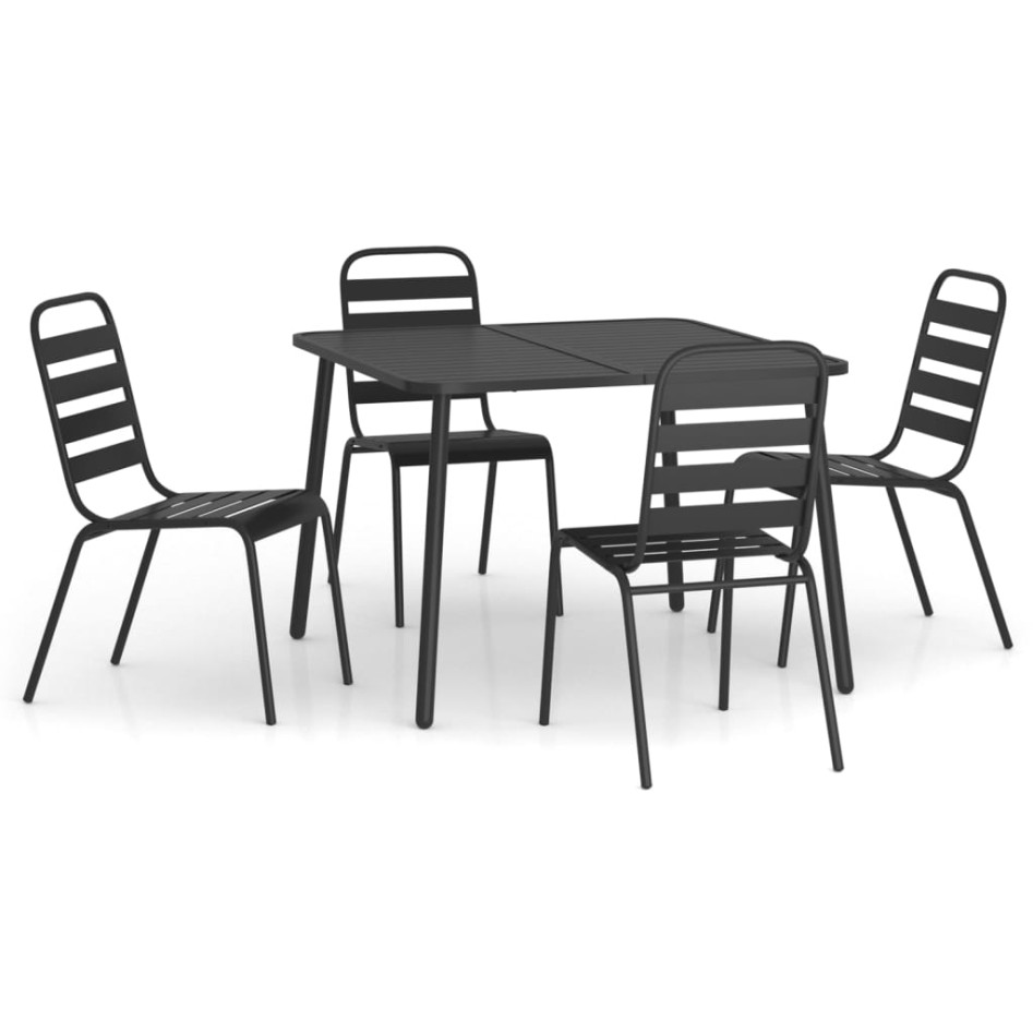Juego de comedor de jardín 5 piezas acero gris