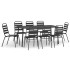 Juego de comedor de jardín 9 piezas acero gris