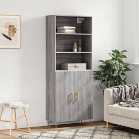 Aparador alto madera contrachapada gris sonoma 69,5x34x180