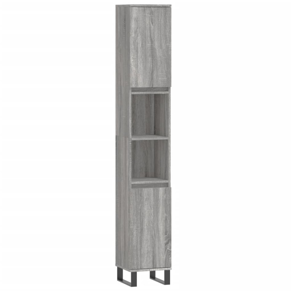 Set de muebles de baño 3 pzas madera contrachapada gris