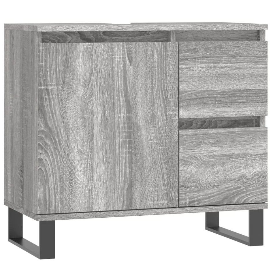 Set de muebles de baño 3 pzas madera contrachapada gris