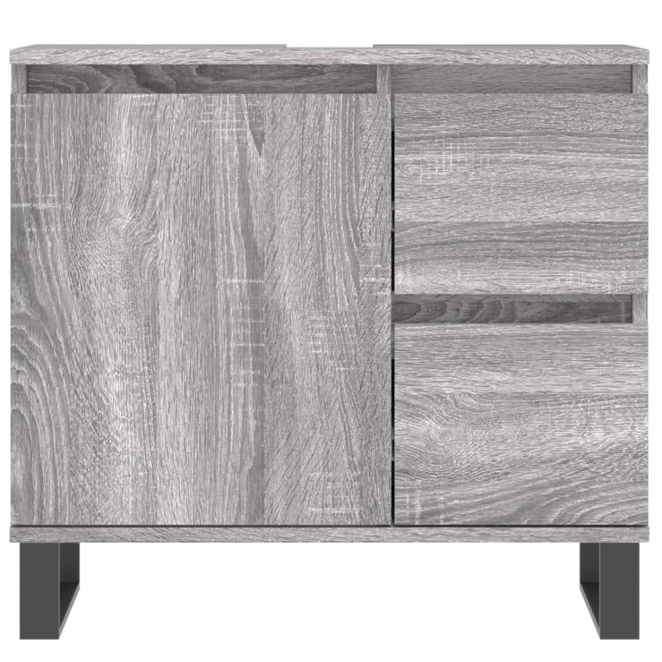 Set de muebles de baño 3 pzas madera contrachapada gris