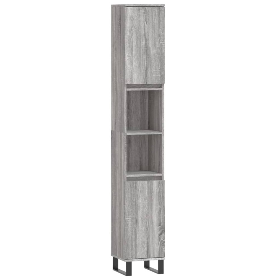 Set de muebles de baño 3 pzas madera contrachapada gris