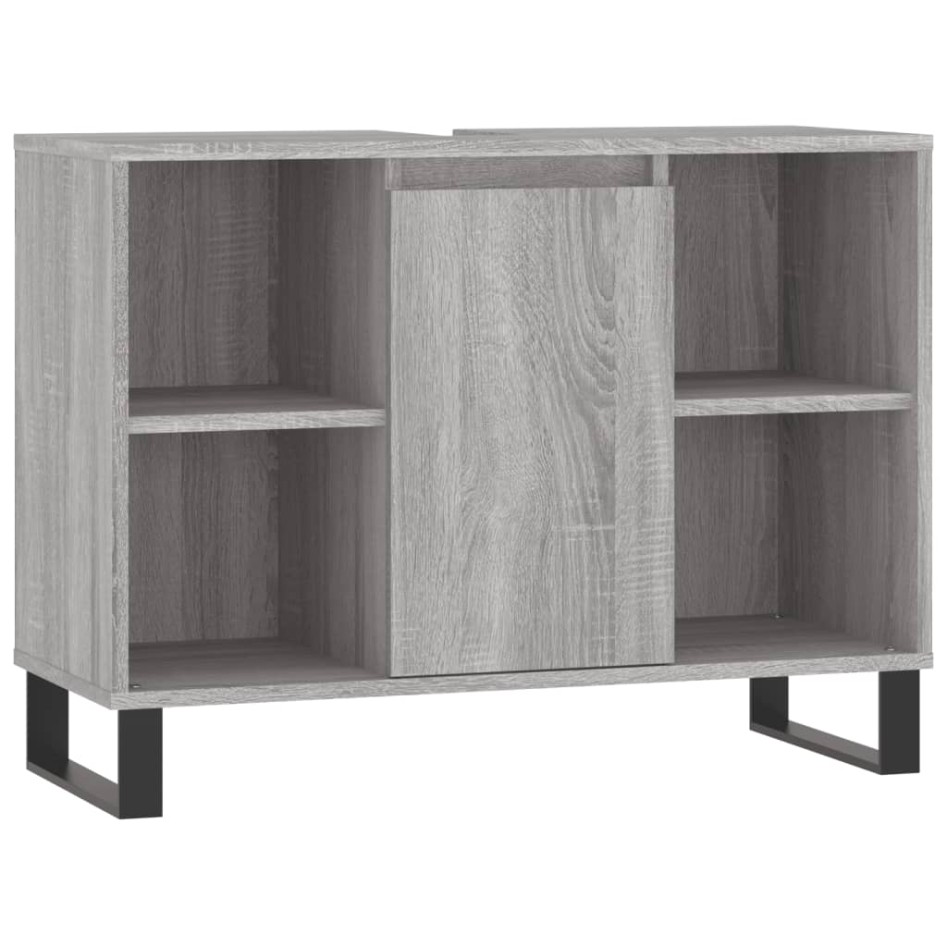 Set de muebles de baño 3 pzas madera contrachapada gris