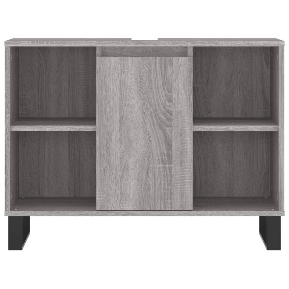 Set de muebles de baño 3 pzas madera contrachapada gris