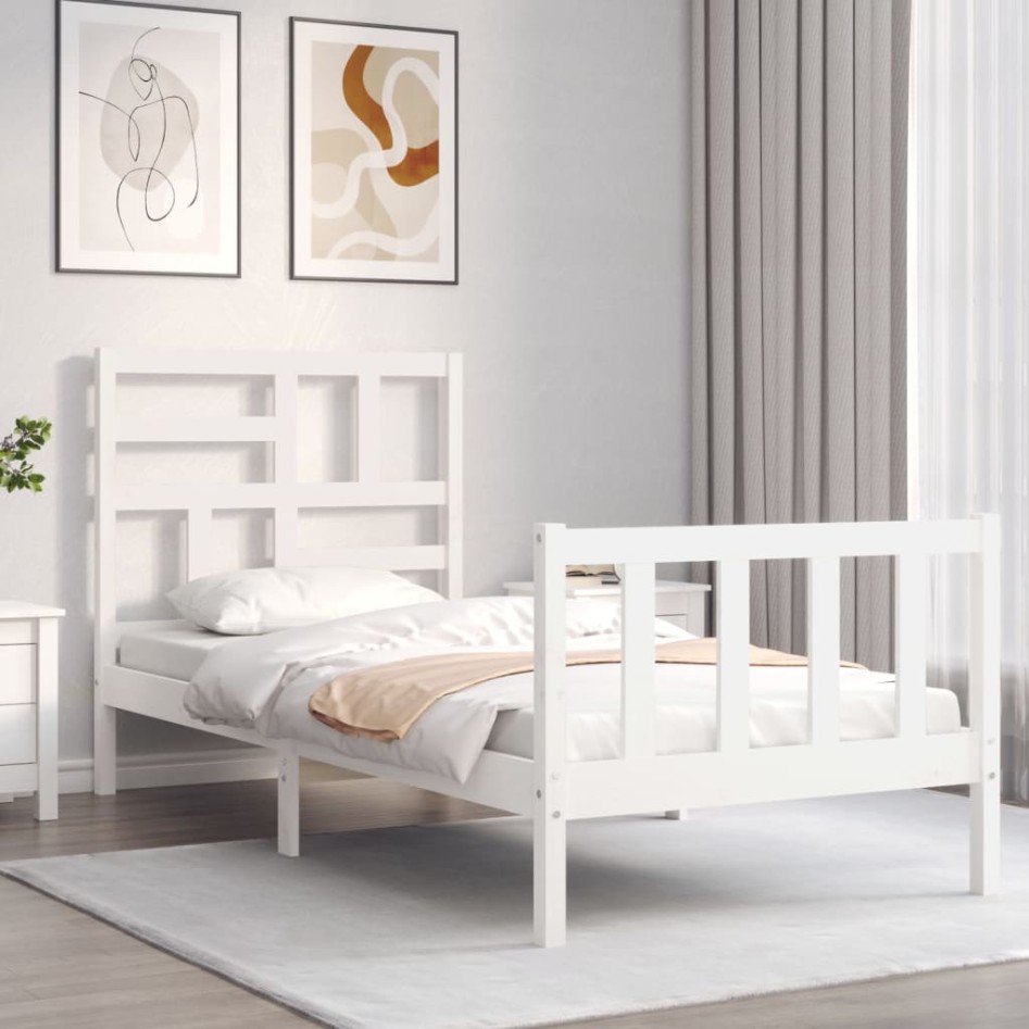 Estructura de cama con cabecero madera maciza