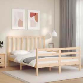 Estructura de cama sin colchón madera de pino blanca 140x200