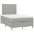 Cama box spring con colchón tela gris claro 120x200