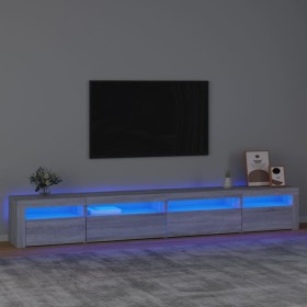 Mueble de TV con luces LED gris sonoma 270x35x40
