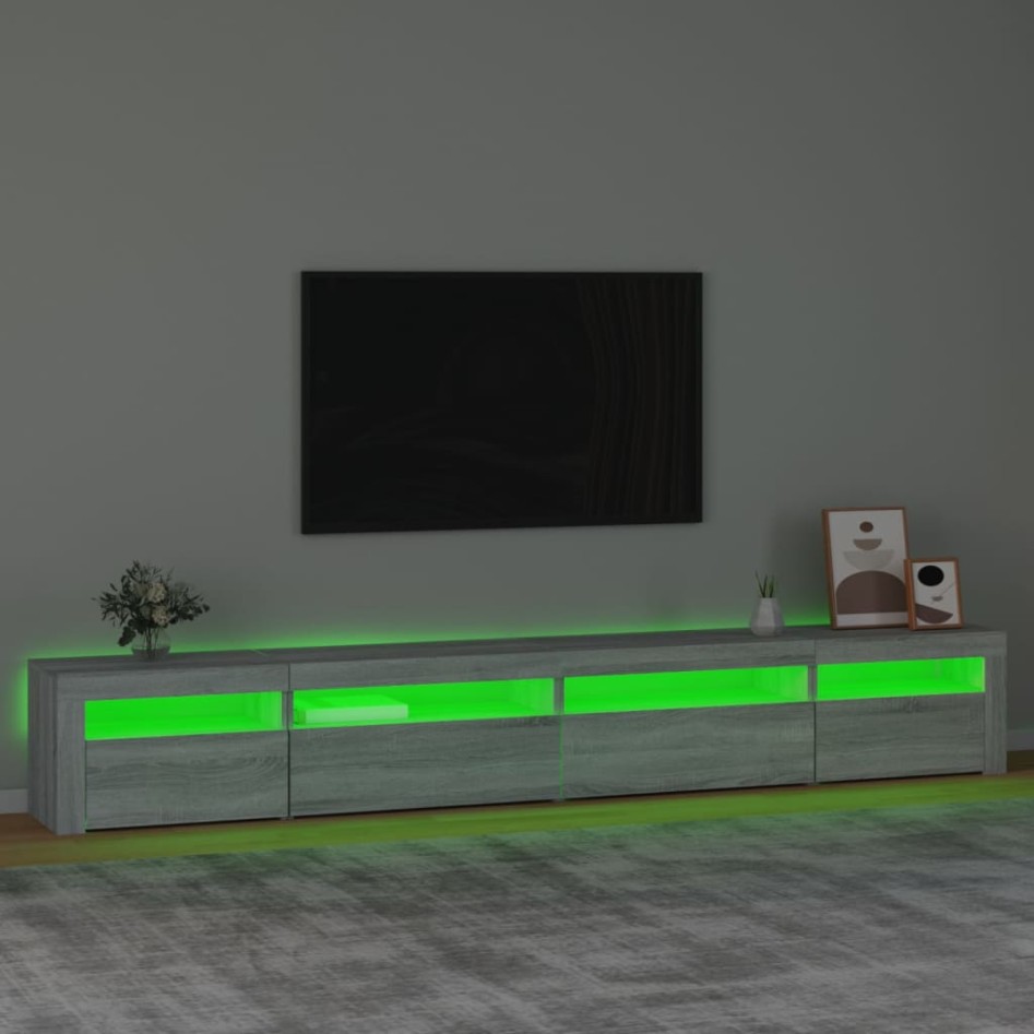 Mueble de TV con luces LED gris sonoma 270x35x40