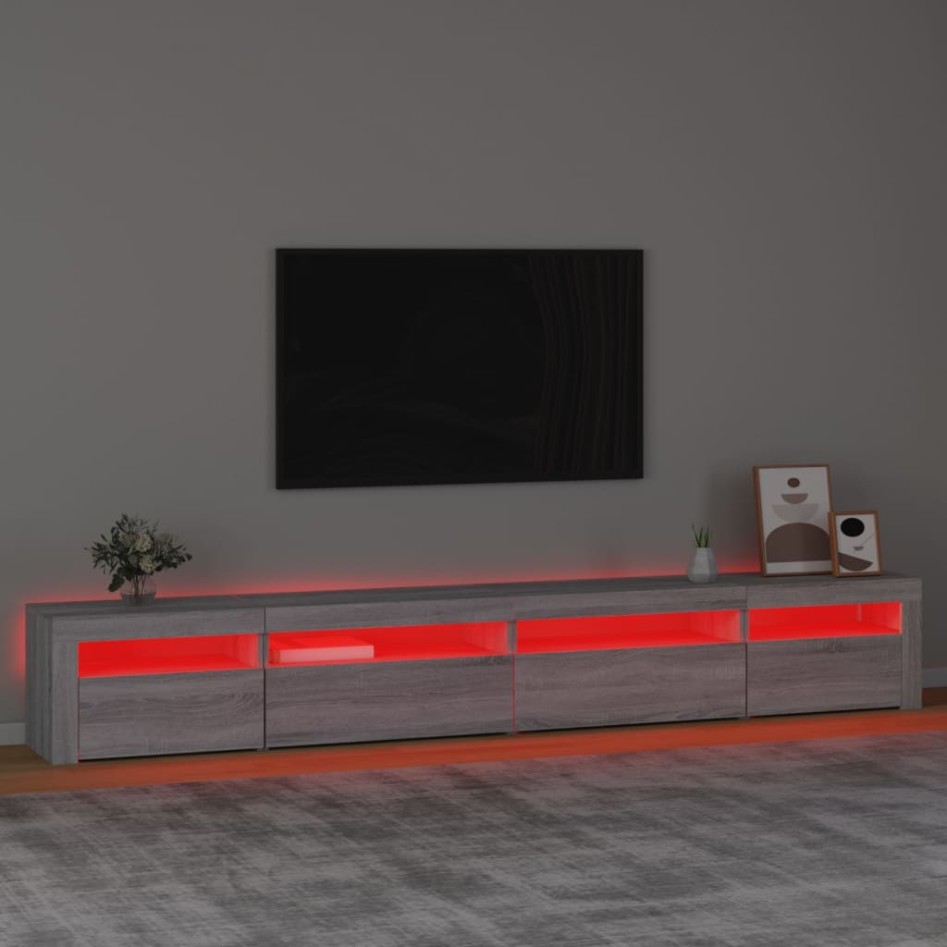 Mueble de TV con luces LED gris sonoma 270x35x40