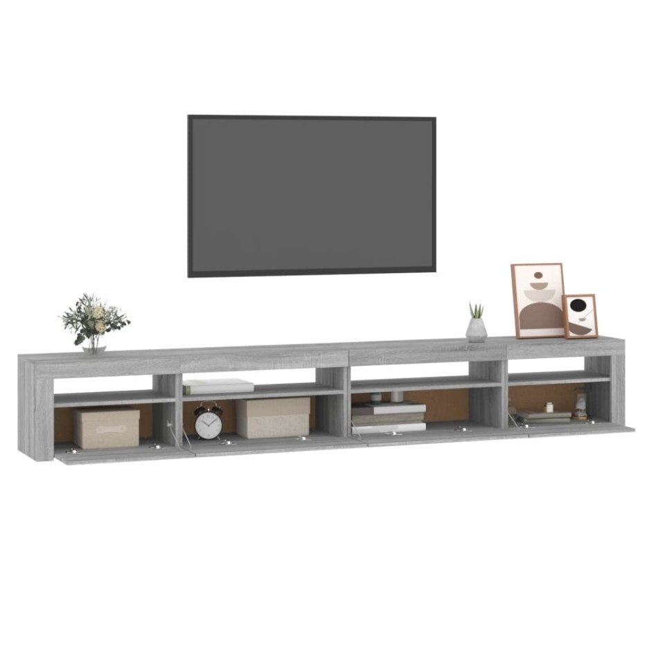 Mueble de TV con luces LED gris sonoma 270x35x40