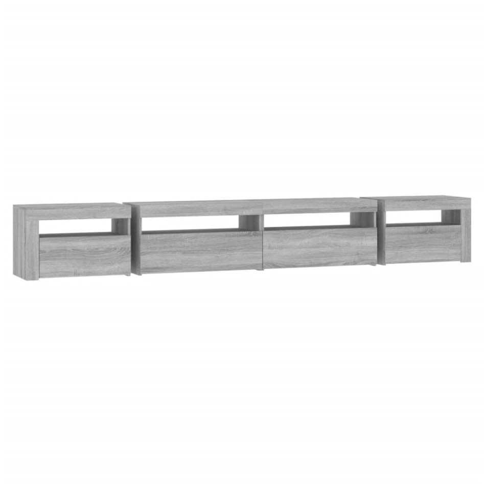 Mueble de TV con luces LED gris sonoma 270x35x40