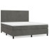 Cama box spring con colchón terciopelo gris oscuro 180x200