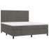 Cama box spring con colchón terciopelo gris oscuro 180x200