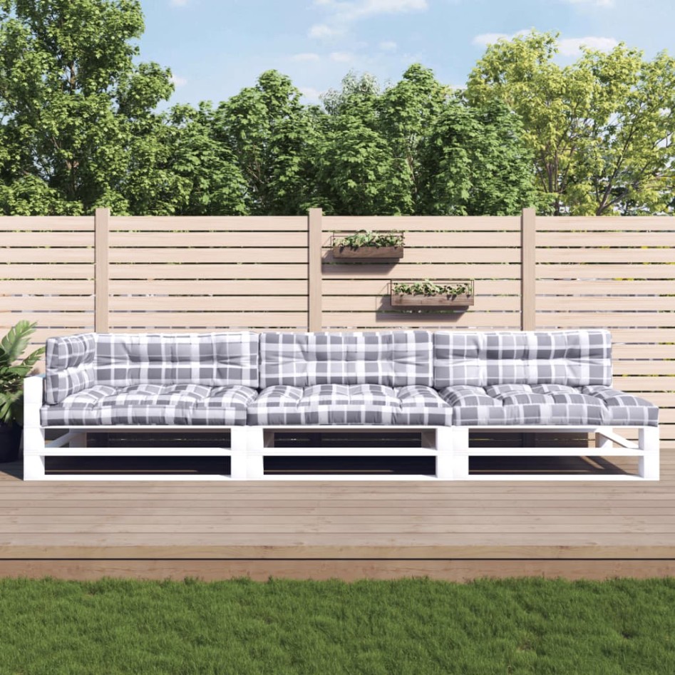 Cojines para palés 7 piezas tela a cuadros