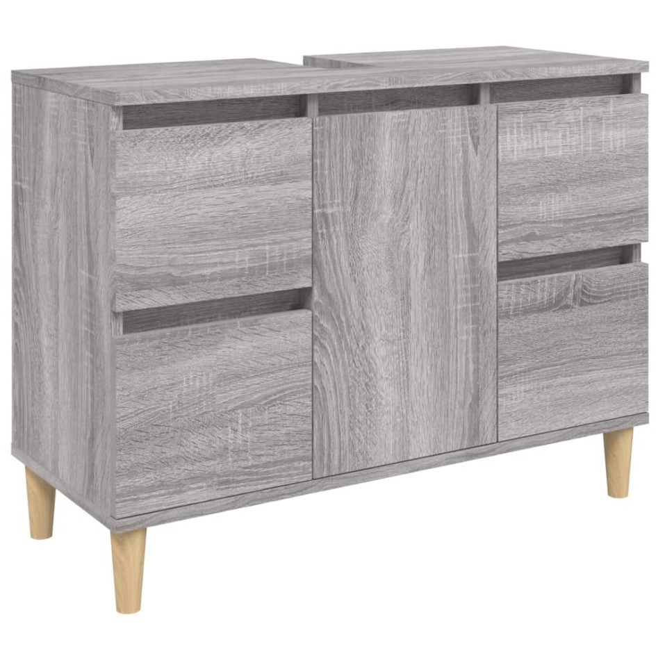 Set de muebles de baño 3 pzas madera contrachapada gris