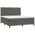 Cama box spring con colchón terciopelo gris oscuro 160x200