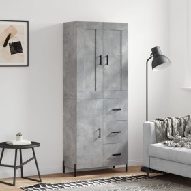 Aparador alto madera contrachapada gris hormigón 69,5x34x180