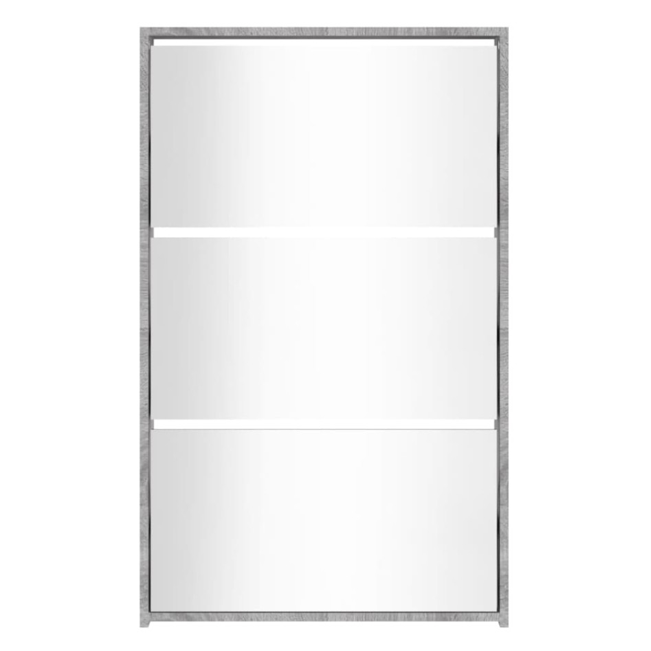 Mueble zapatero y espejo 3 niveles gris Sonoma 63x17x102,5