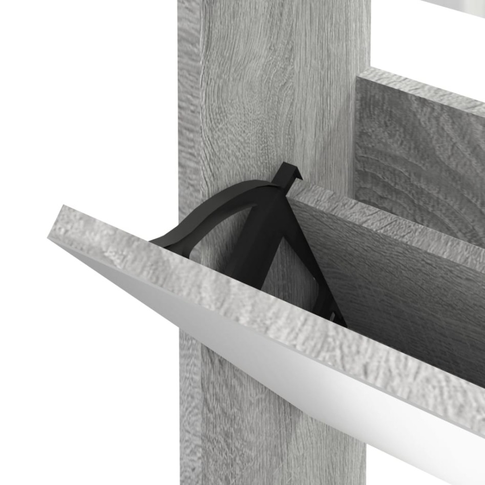 Mueble zapatero y espejo 3 niveles gris Sonoma 63x17x102,5