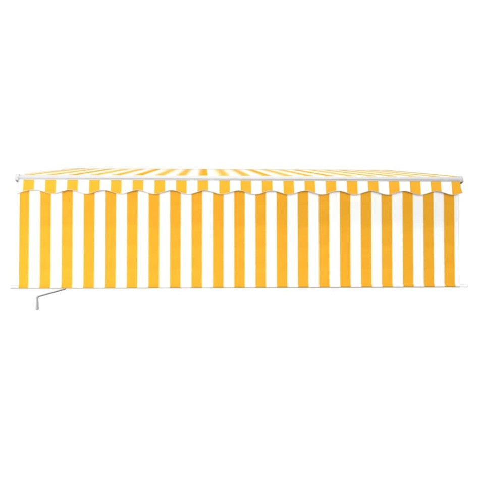 Toldo retráctil manual con persiana amarillo y blanco 5x3