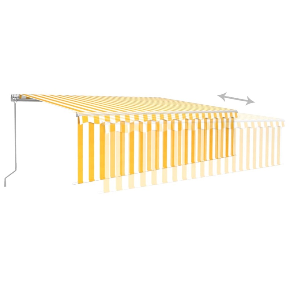 Toldo retráctil manual con persiana amarillo y blanco 5x3