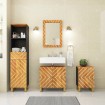 Juego muebles de baño 4 pzas madera maciza mango marrón y negro