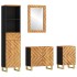 Juego muebles de baño 4 pzas madera maciza mango marrón y