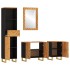 Juego muebles de baño 4 pzas madera maciza mango marrón y